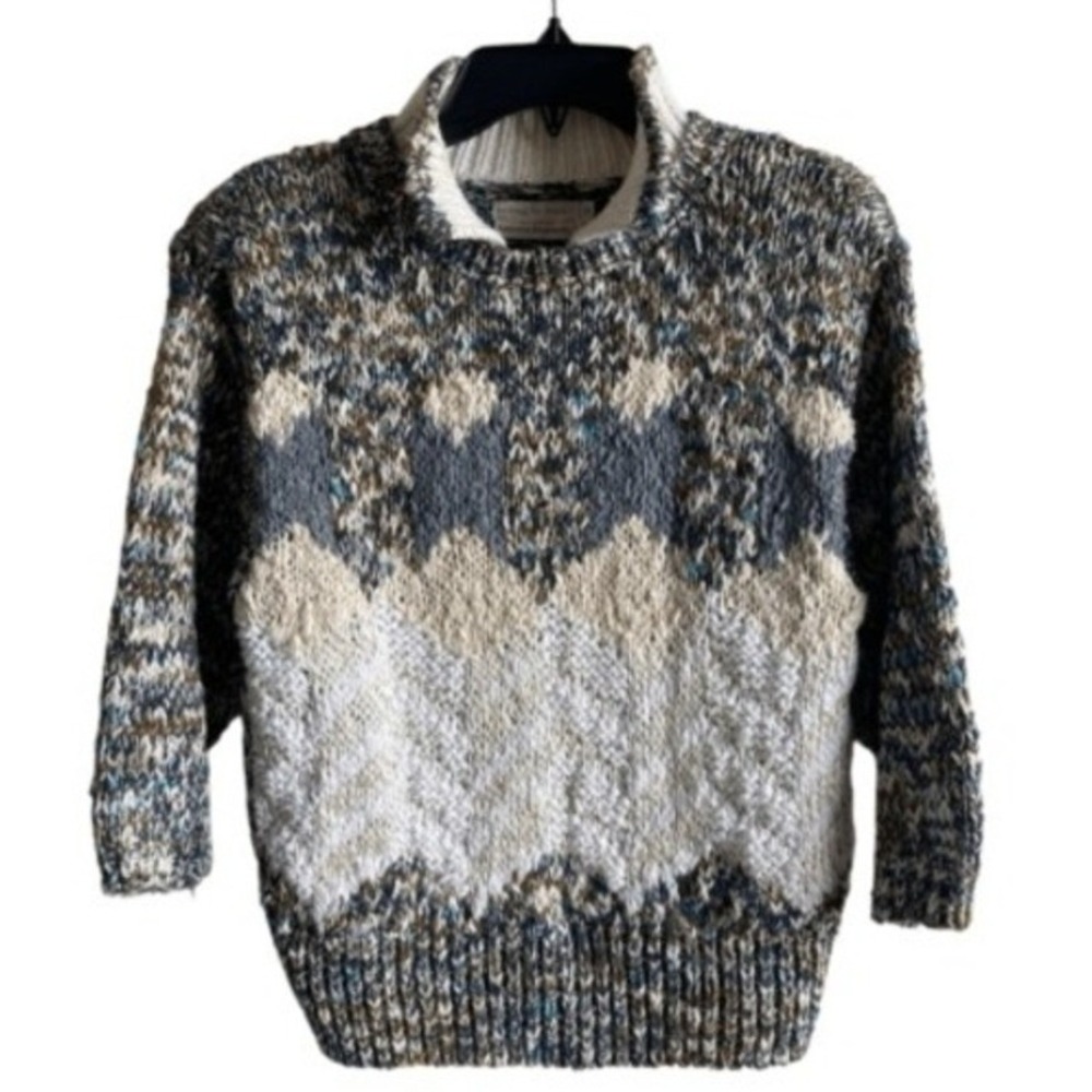 S3 Lauren‎ Hansen Sweater Hand Knitted Silk Blend Mock Neck 90s Vintage